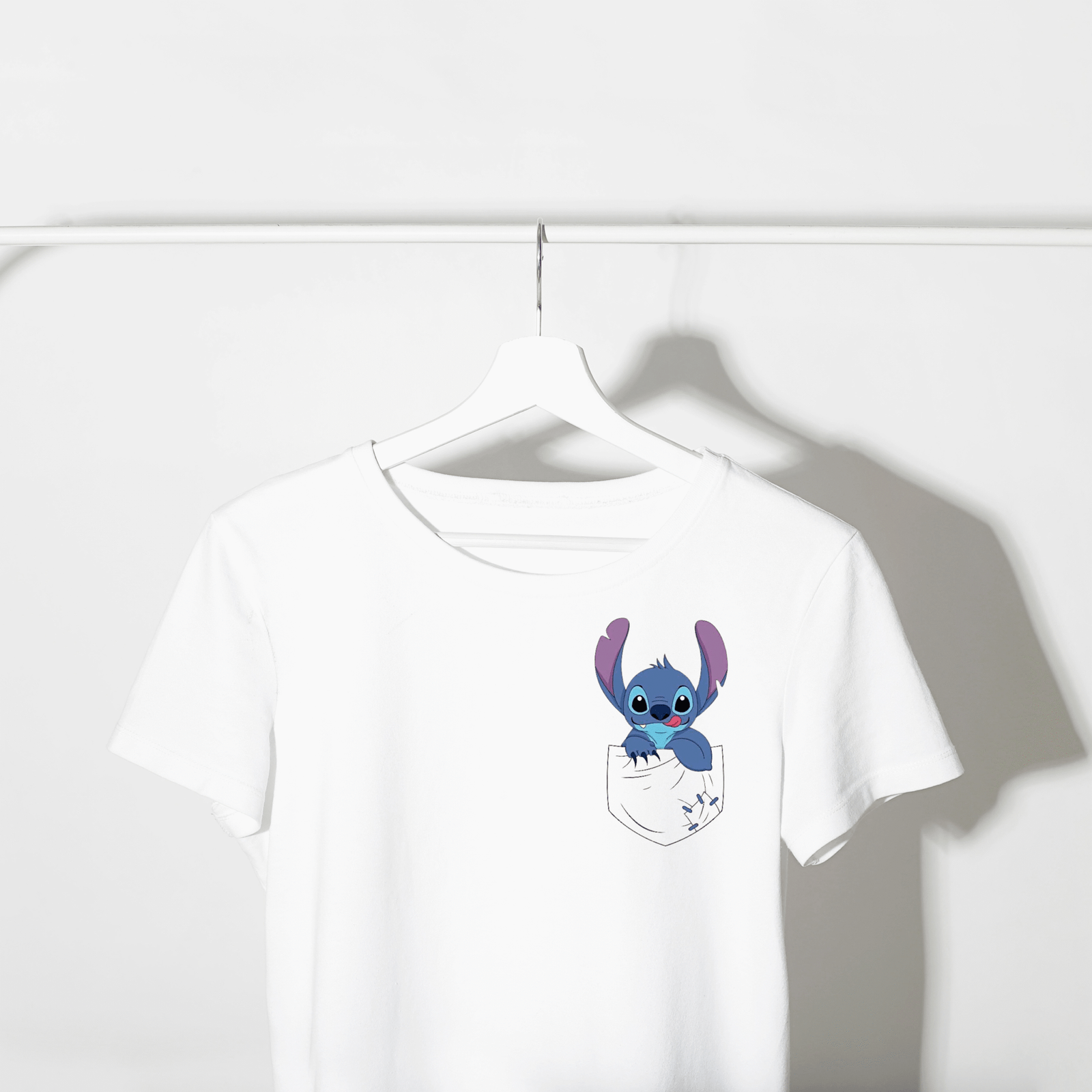 Stitch Pocket Tee – Mischievous Alien Peeking Design