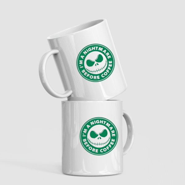 ☕ "I'm a Nightmare Before Coffee" Skeleton Mug