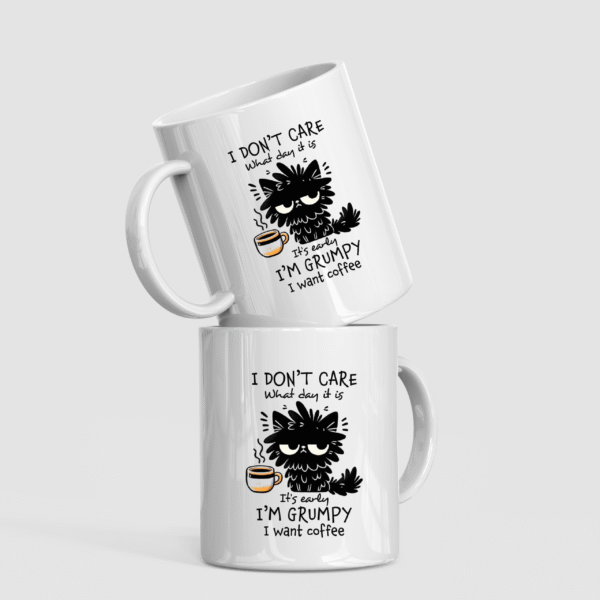 ☕ Grumpy Cat Morning Mood Mug – "I Want Coffee"